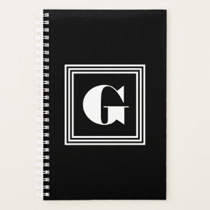 Bold 3 Frame Monogram   Black & White Planner
