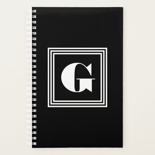 Bold 3 Frame Monogram | Black & White Planner (Front)