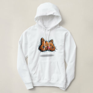 Bold 3D Graffiti Cat Crop Hoodie Streetwear Love