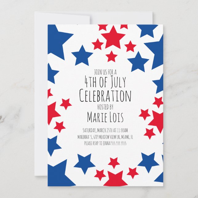 Bold 4th of July  Party Stars Border  Invitation (Front)