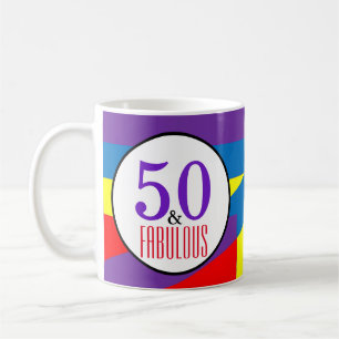 Bold 50th Birthday Celebration Modern Colour Art Coffee Mug
