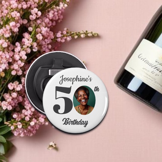 Bold 50th Birthday Party Photo Favor Bottle Opener (Creator Uploaded)