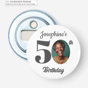 Bold 50th Birthday Party Photo Favour Bottle Opener