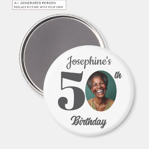 Bold 50th Birthday Party Photo Favour Magnet