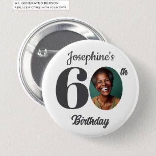 Bold 60th Birthday Party Photo Favour 6 Cm Round Badge