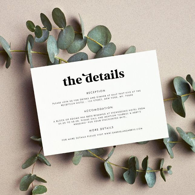 Bold 70s Retro Script Typography Details Wedding Enclosure Card (Creator Uploaded)