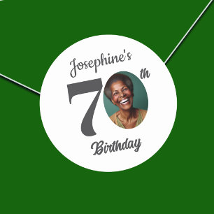 Bold 70th Birthday Party Photo Classic Round Sticker