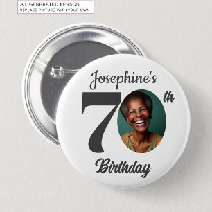 Bold 70th Birthday Party Photo Favour 6 Cm Round Badge