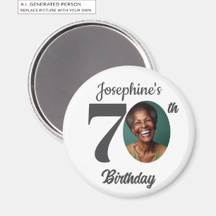 Bold 70th Birthday Party Photo Favour Magnet