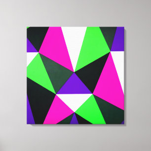 Bold 80s Colour Block Neon Green Pink Purple Canvas Print