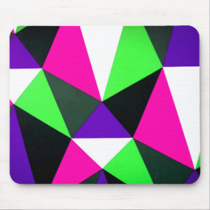 Bold 80s Colour Block Neon Green Pink Purple Mouse Mat