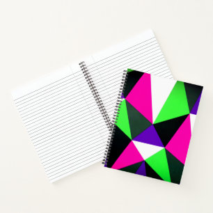 Bold 80s Colour Block Neon Green Pink Purple Notebook