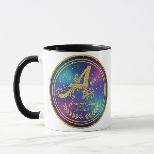 Bold 'A' Monogram Mug - Ananya's Est. 2025 Persona (Left)