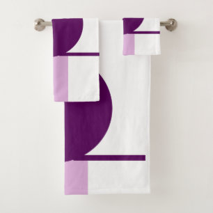 Bold Abstract Art Circle Purple Pink White Bath Towel Set