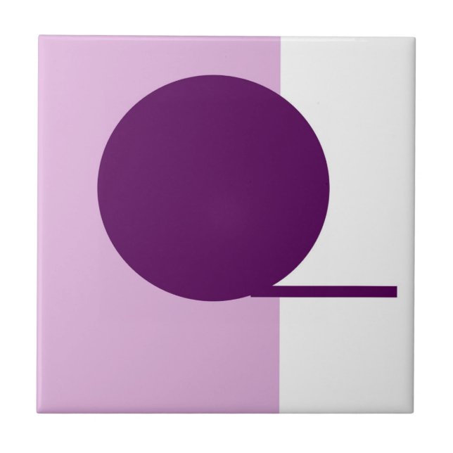 Bold Abstract Art Circle Purple Pink White Tile (Front)