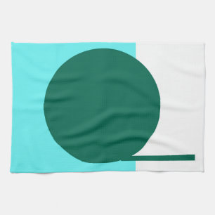 Bold Abstract Art Circle Turquoise Green White Tea Towel