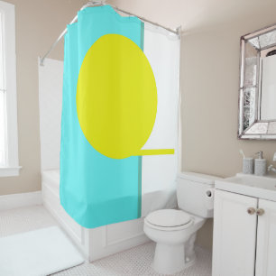 Bold Abstract Art Circle Turquoise Green Yellow Shower Curtain