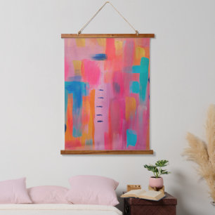 Bold Abstract Art in Pinks and Blues  Hanging Tapestry