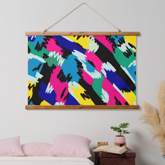 Bold Abstract Art in Primary Colours  Hanging Tapestry (Bedroom)