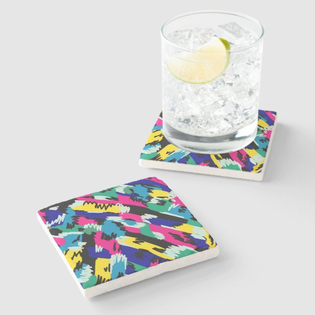 Bold Abstract Art in Primary Colours  Stone Coaster (Side)