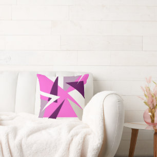 Bold Abstract Art Purple Pink Grey Cushion