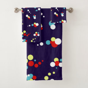 Bold Abstract Art Red Blue Yellow Circles Bath Towel Set