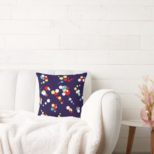 Bold Abstract Art Red Blue Yellow Circles Cushion (Couch)