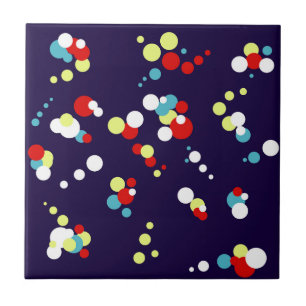 Bold Abstract Art Red Blue Yellow Circles Tile