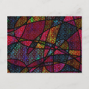 Bold Abstract Art with Circles & Black Lines Postcard