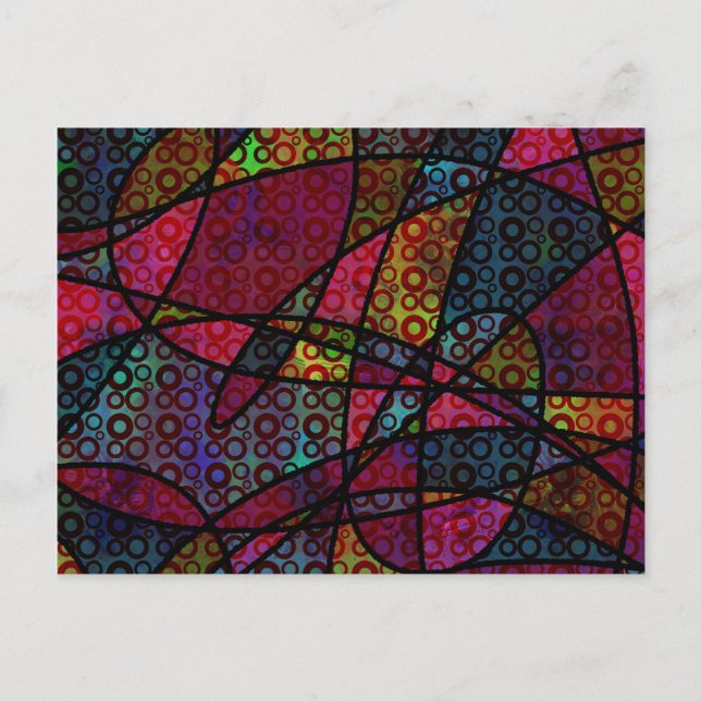 Bold Abstract Art with Circles & Black Lines Postcard (Front)