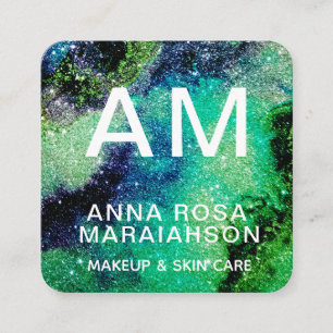 *~* Bold Abstract Artsy GLITTER LOGO PHOTO QR Square Business Card