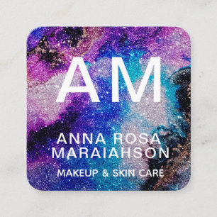 *~* Bold Abstract Artsy GLITTER QR LOGO PHOTO Square Business Card