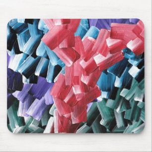 Bold Abstract Brush Strokes in Red and Blue Mouse Mat