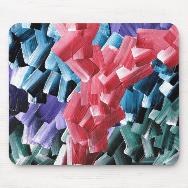 Bold Abstract Brush Strokes in Red and Blue Mouse Mat (Front)