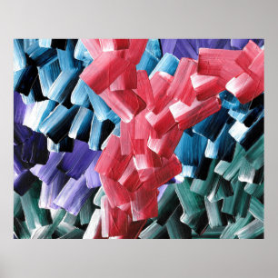 Bold Abstract Brush Strokes in Red and Blue Poster
