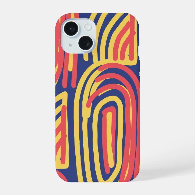 Bold Abstract Brushstrokes Modern iPhone 15 Case (Back)