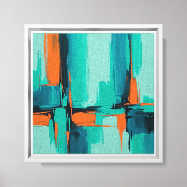 Bold Abstract Canvas Wall Art – Orange, Teal & Dee (Front)