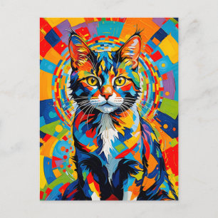 Bold Abstract Cat Art Postcard
