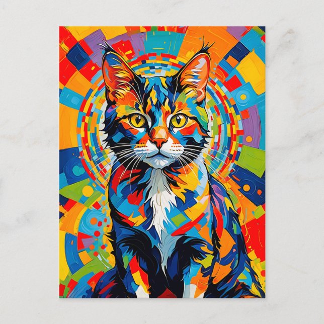 Bold Abstract Cat Art Postcard (Front)