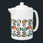 Bold Abstract Circles Mid Century Modern Pattern<br><div class="desc">Add a pop of colour to your morning tea with this fabulous mid century inspired teapot. It features the bright and bold colours of turquoise,  two shades of orange,  gold,  and tan,  and black.</div>