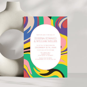 Bold Abstract Colourful Artsy Wedding Invitation