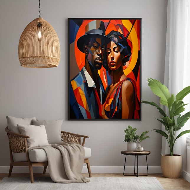 Bold Abstract Cubism Couple Portrait – Modern Art Poster (Creator Uploaded)