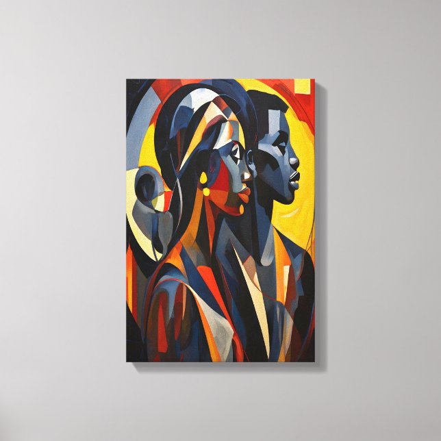 Bold Abstract Cubist Portrait Art Canvas Print (Front)