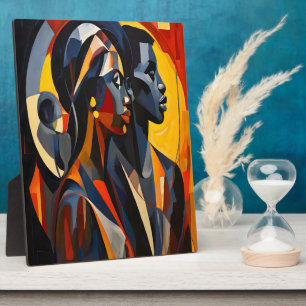 Bold Abstract Cubist Portrait Art Plaque