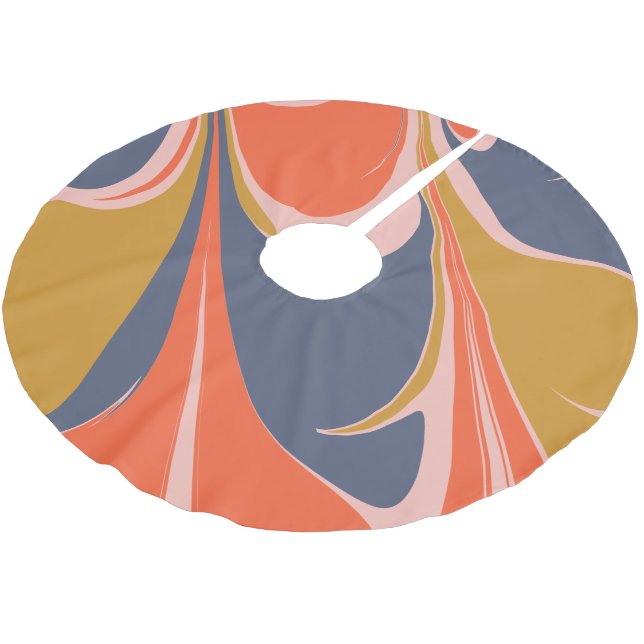 Bold Abstract Design in Autumn Colours Brushed Polyester Tree Skirt (Angled)