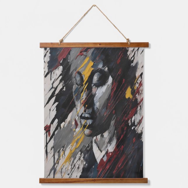 Bold Abstract Expressionist Portrait Modern Art Hanging Tapestry (Front)