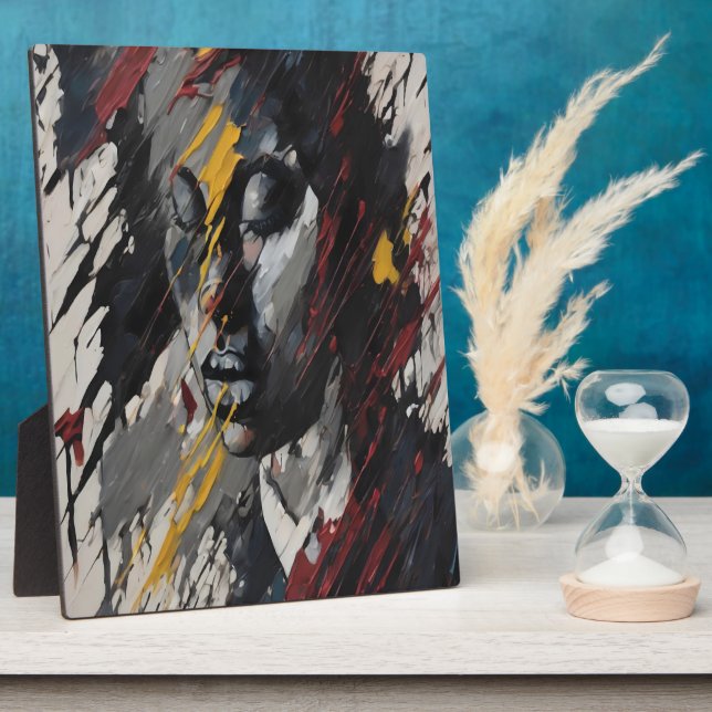 Bold Abstract Expressionist Portrait Modern Art Plaque (Side)