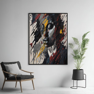 Bold Abstract Expressionist Portrait Modern Art Poster