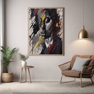 Bold Abstract Expressionist Portrait Modern Art Poster