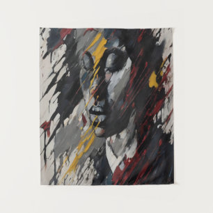 Bold Abstract Expressionist Portrait Modern Art Tapestry